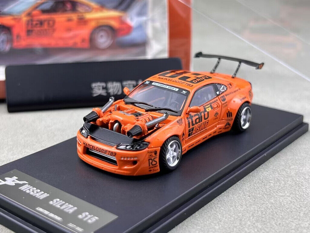 YS 1:64 JDM Orange Silvia S15 4.0 V8 Racing Sports Model Diecast Metal Car New Collection