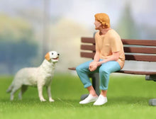 Load image into Gallery viewer, 1:64 Painted Figure Mini Model Miniature Resin Diorama Blond Sitting Posture Man

