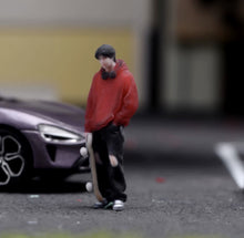 Load image into Gallery viewer, 1:64 Painted Figure Model Miniature Resin Sand Boy with Skate Board in Red Cool
