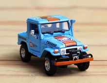 Load image into Gallery viewer, RM 1:64 Gulf Land Cruiser FJ40 Pickup Trailer Set Model Diecast Metal Car New Collection
