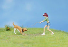 Load image into Gallery viewer, 1:64 Painted Figure Model Miniature Resin Diorama Sand Pet Walk Dog Puppy Toy
