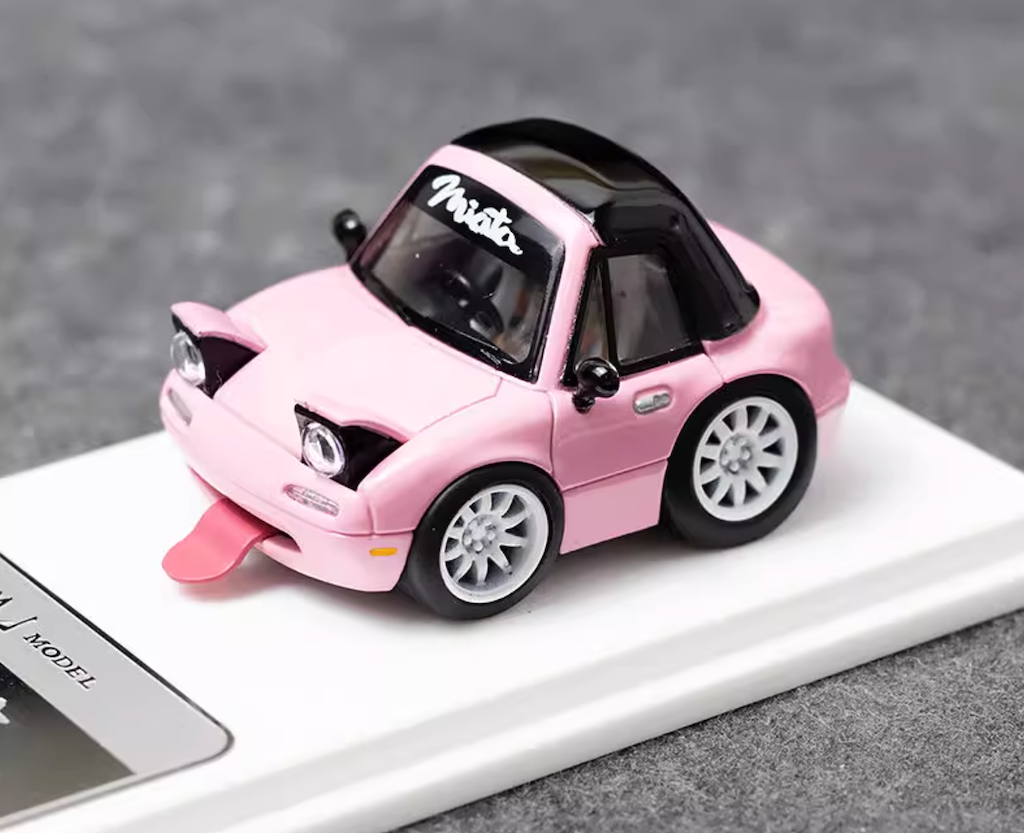 MJ 1:64 Pink Miata MX5 Mini Cute Q Type Sports Model Diecast Resin Car New Collection