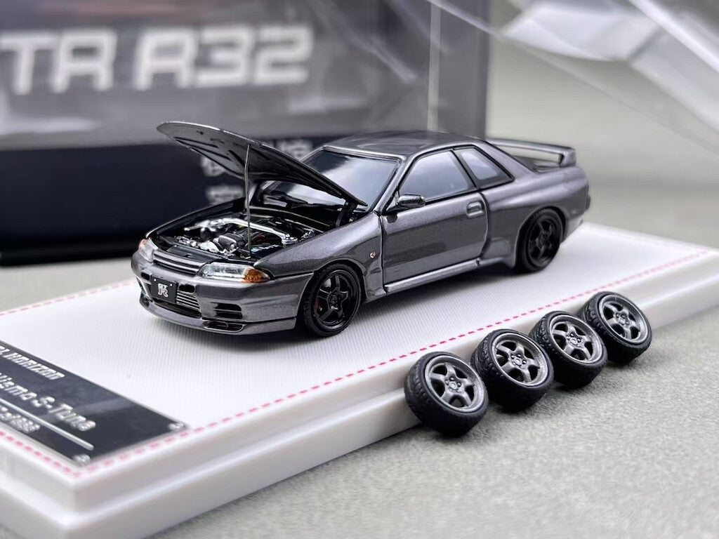 FH 1:64 Gray Skyline GTR R32 Nismo S-Tune Sports Model Diecast Metal Car BN