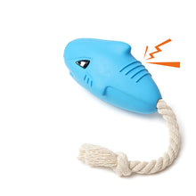 Load image into Gallery viewer, Dog Squeaky Toys Chew Puppy Rubber Rope Toy Durable Aggressive Chewers Pet Shark
