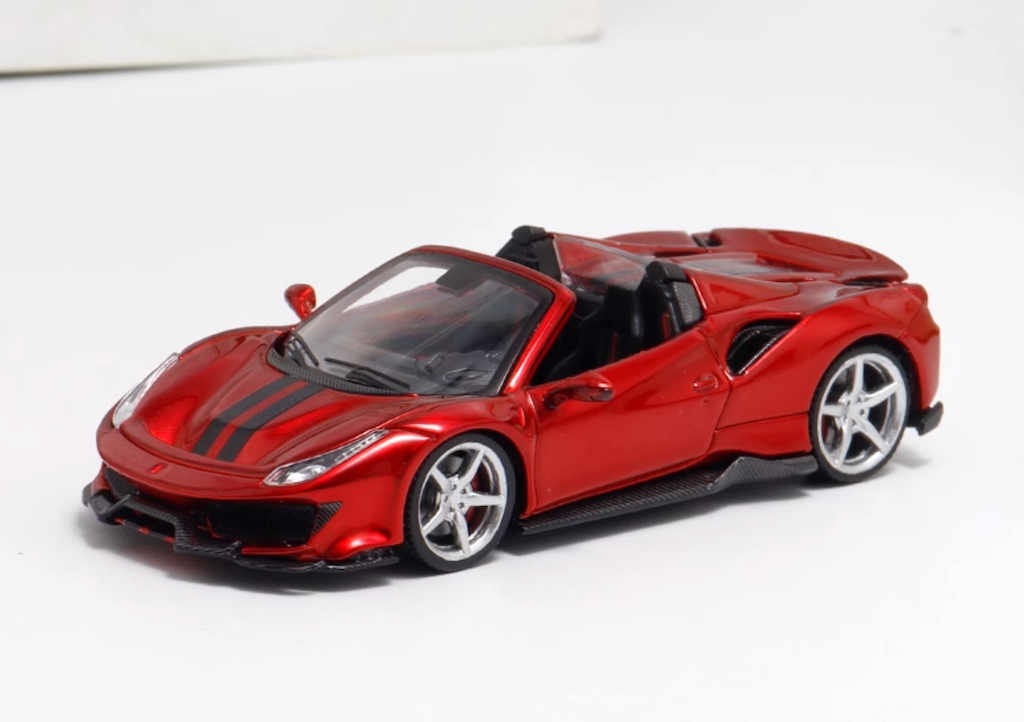 TPC 1:64 Red 488 Silver Rims Convertible Sports Model Diecast Metal Car New Collection