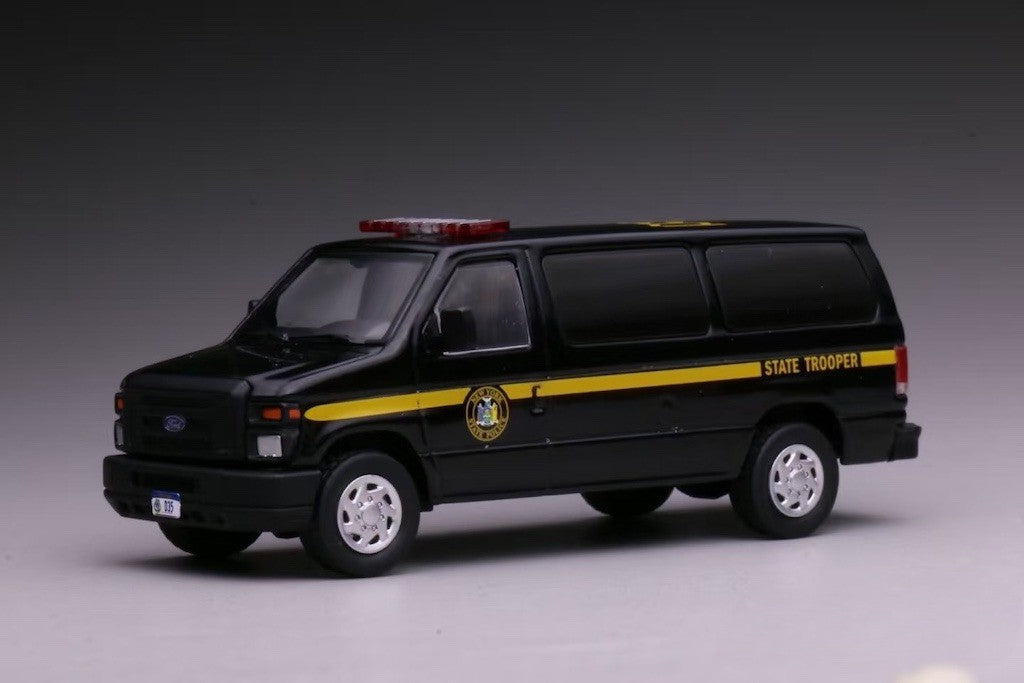 1:64 596 Black Police E350 Super Duty Wagon Van Model Diecast Metal Car New Collection