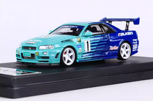 Load image into Gallery viewer, FS 1:64 Fast Speed Skyline GTR R34 Falken #1 Sport Model Diecast Metal Car New Collection

