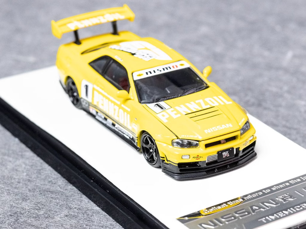 TM 1:64 Yellow Skyline GTR R34 Nismo Sports Model Diecast Metal Car New Collection