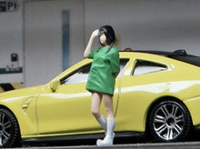Load image into Gallery viewer, 1:64 Painted Figure Mini Model Miniature Resin Diorama Green Tee Girl Lady Cute
