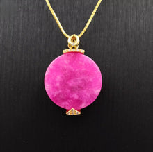 Load image into Gallery viewer, Nature Jade Pink Round Fortune Pendant Necklace Gift Jewelry charm Blessing new
