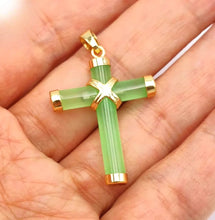 Load image into Gallery viewer, Nature Cross Jade Pendant Necklace Jewelry charm Blessing Gift for Woman &amp; Man G
