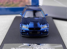 Load image into Gallery viewer, Fuji 1:64 Blue Carbon Skyline GTR R34 Nismo Z-Tune Model Diecast Metal Car
