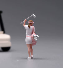 Load image into Gallery viewer, 1:64 Painted Figure Model Miniature Resin Diorama Swing A Golf Club Bag Woman

