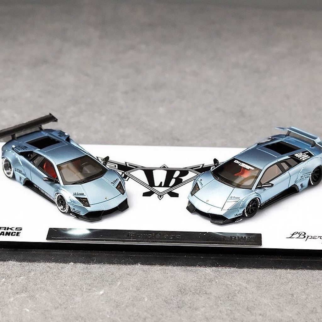 404Error 1:64 Ice Blue Murcielago LBWK Sports Model Diecast Resin Car Set New Collection