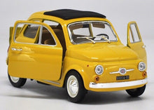 Load image into Gallery viewer, Bburago 1:21 Yellow 1965 500F Classic Vintage Model Toy Diecast Metal Car BN
