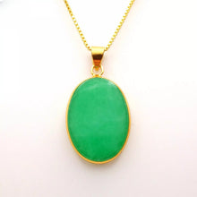 Load image into Gallery viewer, Nature Jade Green Oval Pendant Necklace Gift Jewelry charm Blessing Lucky New a
