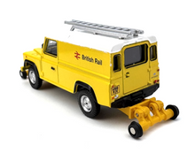 Load image into Gallery viewer, 1:76 Yellow Land Rover Defender 90 British Rail Model Diecast Metal Car New Collection

