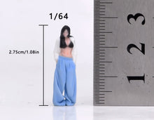 Load image into Gallery viewer, 1:64 Painted Figure Model Miniature Resin Girl Lady Woman Blue Wide-leg Pants
