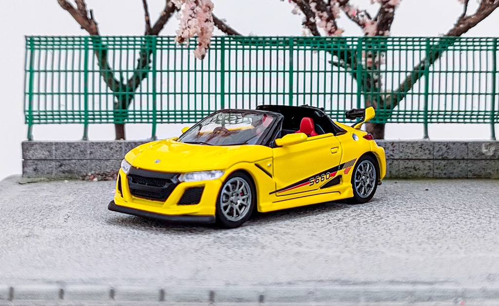 Mortal 1:64 Yellow S660 Mugen Convertible Sports Model Diecast Metal Car New