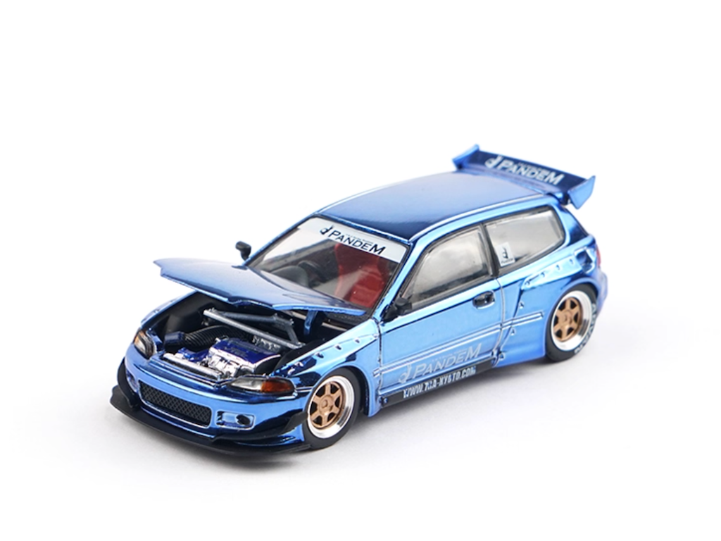 Poprace 1:64 Plating Blue Civic EG6 Pandem Sports Model Diecast Metal Car New Collection