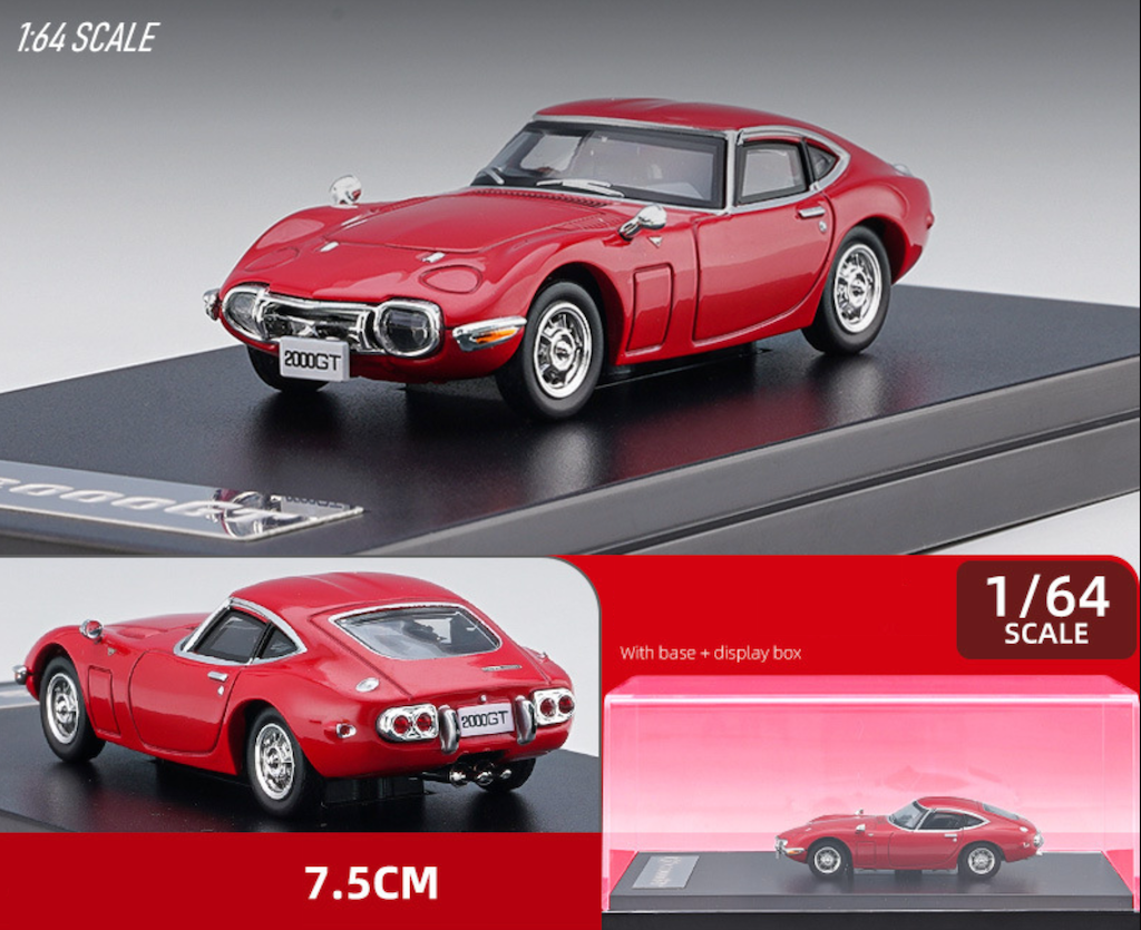 LCD 1:64 Red Toyota 2000GT Racing Sports Classic Model Toy Diecast Metal Car BN