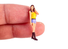 Load image into Gallery viewer, 1:64 Painted Figure Model Miniature Resin Diorama Fishermans Hat Man Trendy Lady
