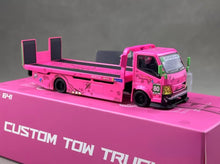 Load image into Gallery viewer, MT 1:64 Pink H300 Custom Tow Flatbed Truck Dinosaur Model Diecast Metal Car
