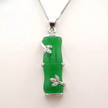 Load image into Gallery viewer, Nature Jade Bamboo Pendant Necklace Gift Jewelry charm Blessing Lucky Green Sil
