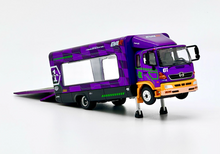 Load image into Gallery viewer, UM 1:64 Purple 500 HINO EVA Ranger Transporter Truck Model Diecast Metal Car
