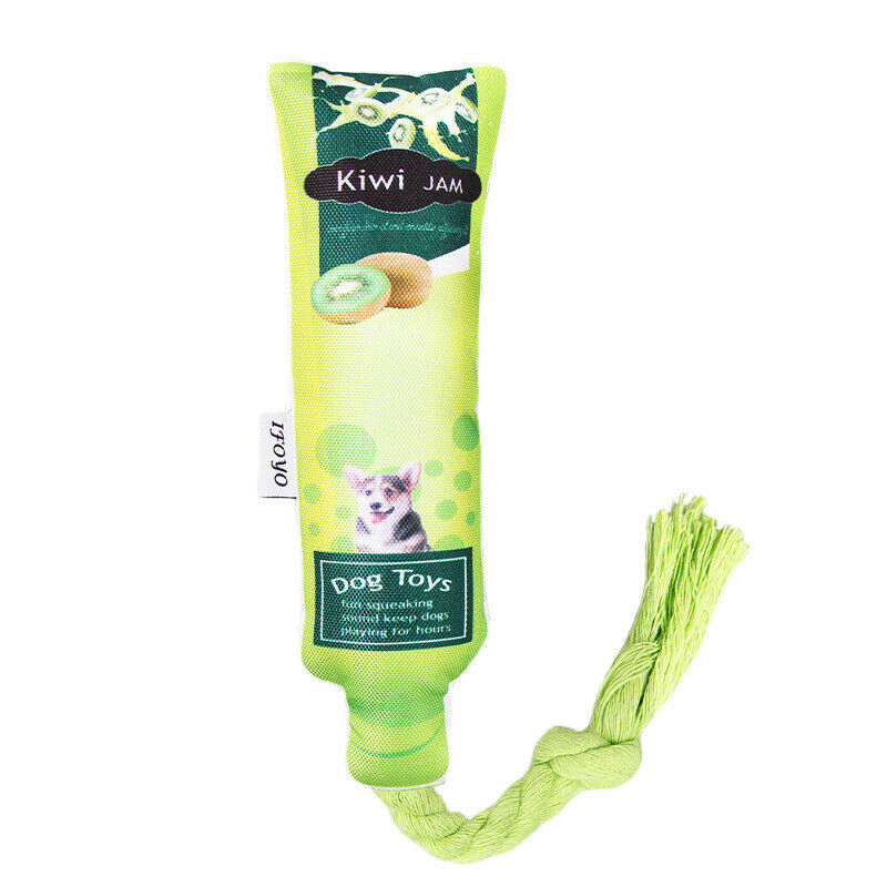 Dog Squeaky Toys Tube Shaped Chew Puppy Canvas Rope Toy Teeth Grinding Pet Gift