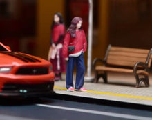 Load image into Gallery viewer, 1:64 Painted Figure Model Miniature Resin Diorama Lady in Red Casual Denim Woman
