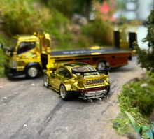 Load image into Gallery viewer, Poprace 1:64 HEC Gold Fuso Flatbed Truck RWB 930 Model Diecast Metal Car New Collection
