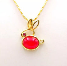 Load image into Gallery viewer, Nature Jade Cute Rabbie Pendant Necklace Gift Jewelry charm Blessing Lucky a
