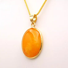 Load image into Gallery viewer, Nature Jade Yellow Oval Pendant Necklace Gift Jewelry charm Blessing Lucky New
