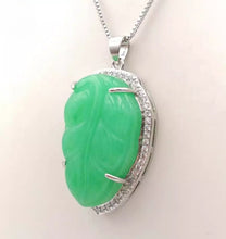 Load image into Gallery viewer, Nature Jade Leaf Pendant Necklace Gift Jewelry charm Blessing Lucky Fortune b
