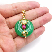 Load image into Gallery viewer, Nature Jade Fortune Round Pendant Necklace Gift Jewelry charm Blessing Lucky Fu
