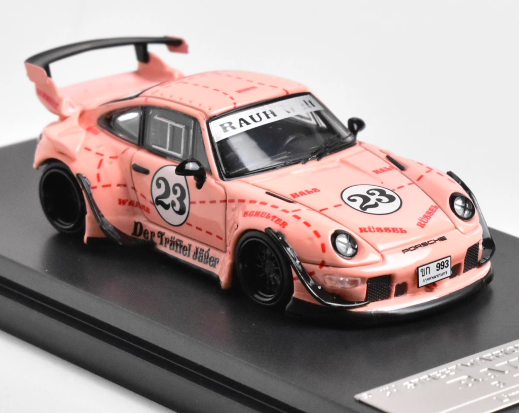 SW 1:64 Pink 911 RWB 993 #23 Racing Sports Model Diecast Metal Car New Collection