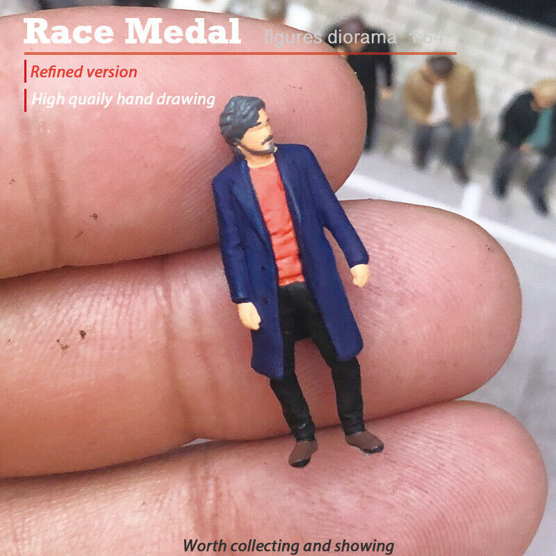 1:64 Painted Figure Mini Model Miniature Resin Diorama Jacket Man Artist Coat B