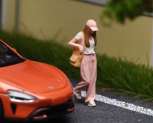 Load image into Gallery viewer, 1:64 Painted Figure Model Miniature Resin Diorama Toy Sand Pink Cap Girl Walking
