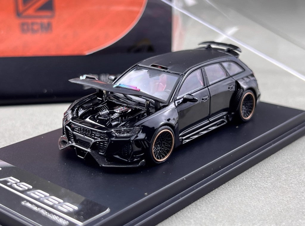 DCM 1:64 Black RS6 2NCS Wagon Widebody Kit Sports Model Diecast Metal Car New Collection