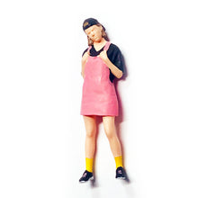 Load image into Gallery viewer, 1:64 Painted Figure Mini Model Miniature Resin Diorama Braces Skirt Girl PINK
