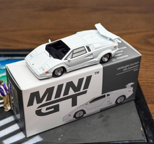 Load image into Gallery viewer, Minigt 1:64 White Countach LBWK 25th Racing Sports Model Diecast Metal Car New Collection
