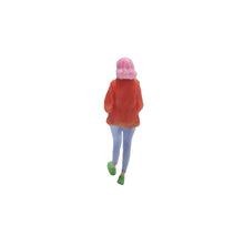 Load image into Gallery viewer, 1:64 Painted Figure Mini Model Miniature Resin Diorama Woman Pink Hair Red Top
