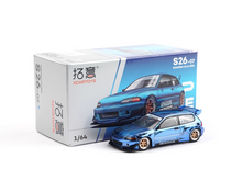 Load image into Gallery viewer, Poprace 1:64 Plating Blue Civic EG6 Pandem Sports Model Diecast Metal Car New Collection
