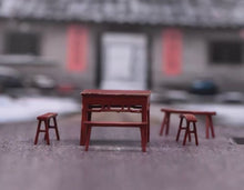 Load image into Gallery viewer, 1:64 Painted Figure Model Miniature Resin Diorama Sand Vintage Table Chair Set

