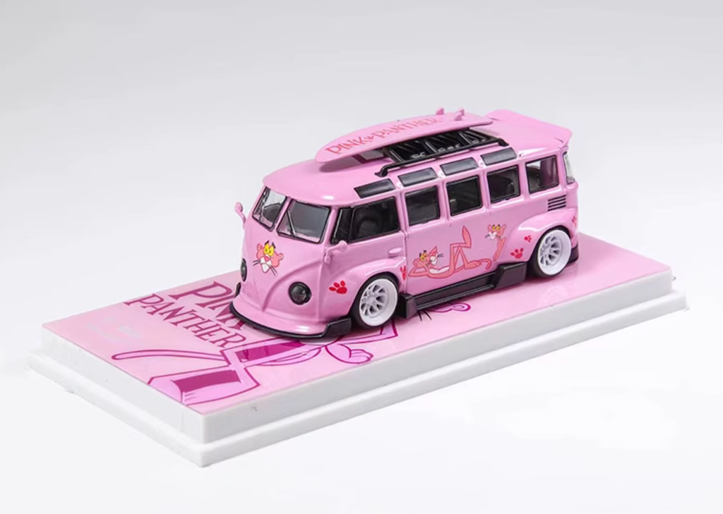 1:64 Flame Pink VW T1 Van Camper Kombi Sports Model Diecast Metal Car New