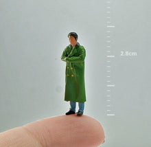 Load image into Gallery viewer, 1:64 Painted Figure Model Miniature Resin Diorama Sand Green Coat Standing Man
