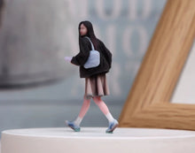 Load image into Gallery viewer, 1:64 Painted Figure Model Miniature Resin Diorama Toy Sand Walking Girl Casual
