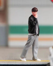 Load image into Gallery viewer, 1:64 Painted Figure Model Miniature Resin Diorama Sand Smoking Boy Man Casual

