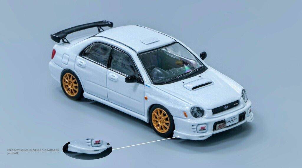 1:64 Furuya White Impreza WRX STI VII 7 S202 Sedan Model Diecast Metal Car New Collection